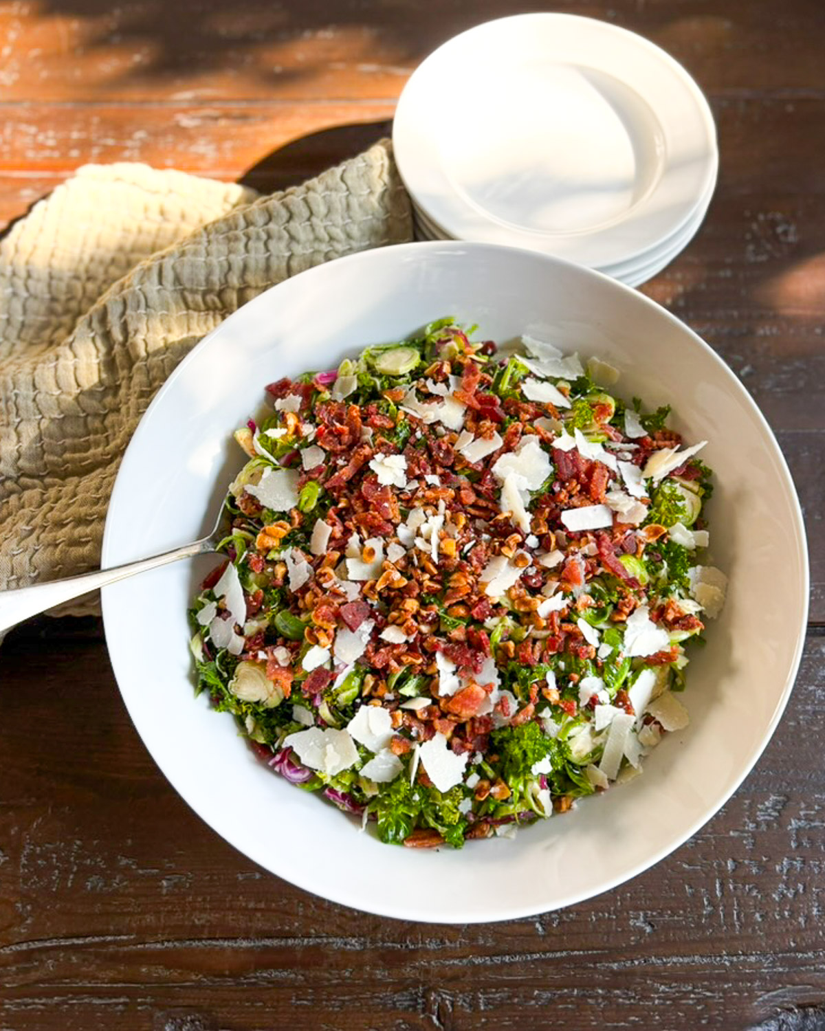 Shaved Brussels Sprouts and Kale Salad with Hazelnuts