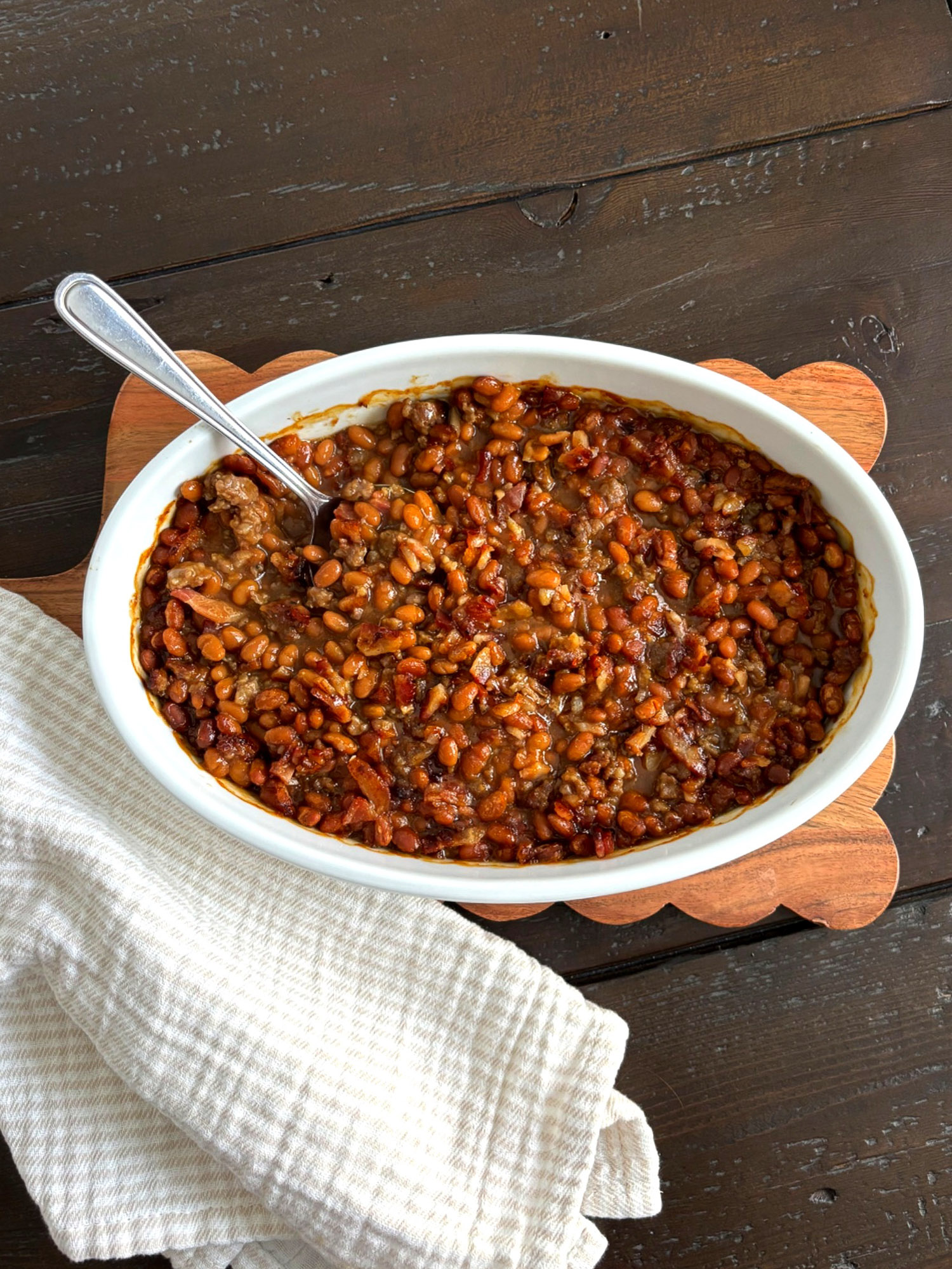 Easy Baked Beans with Sausage & Bacon